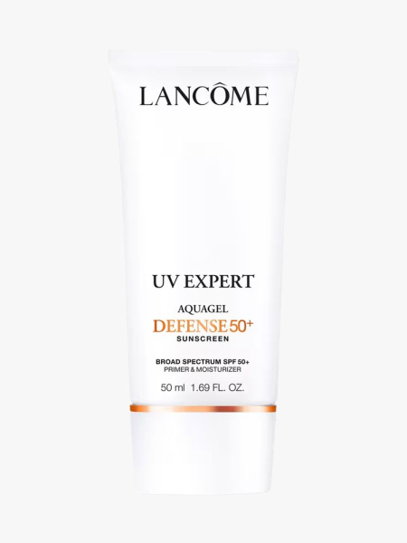 Lancome UV Expert Defense SPF 50+ in branded component on a light gray background